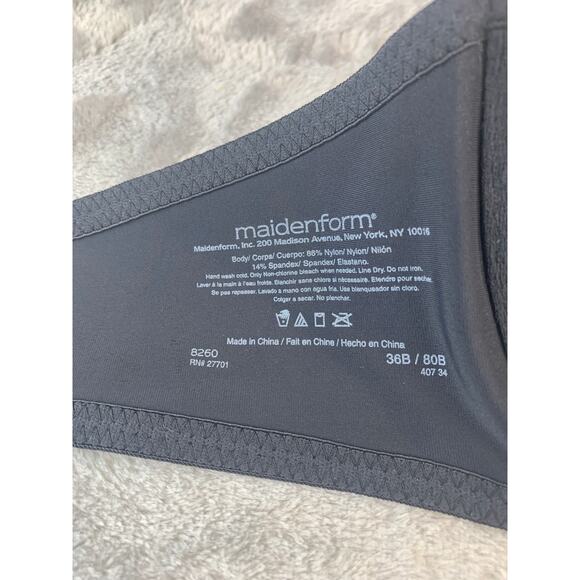 Maidenform Bra Underwire Support Lined Black 36B - Picture 6 of 6